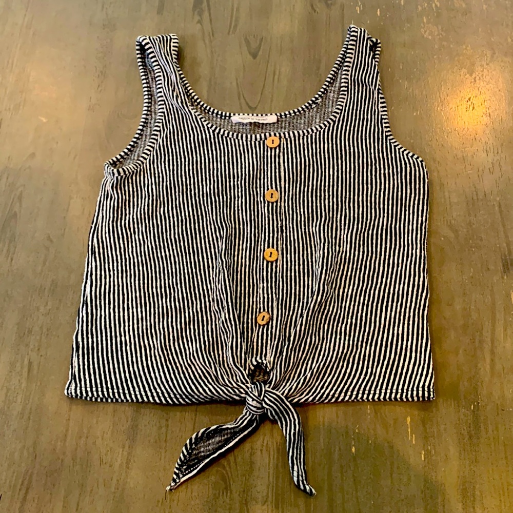 Striped boho tie front tank
